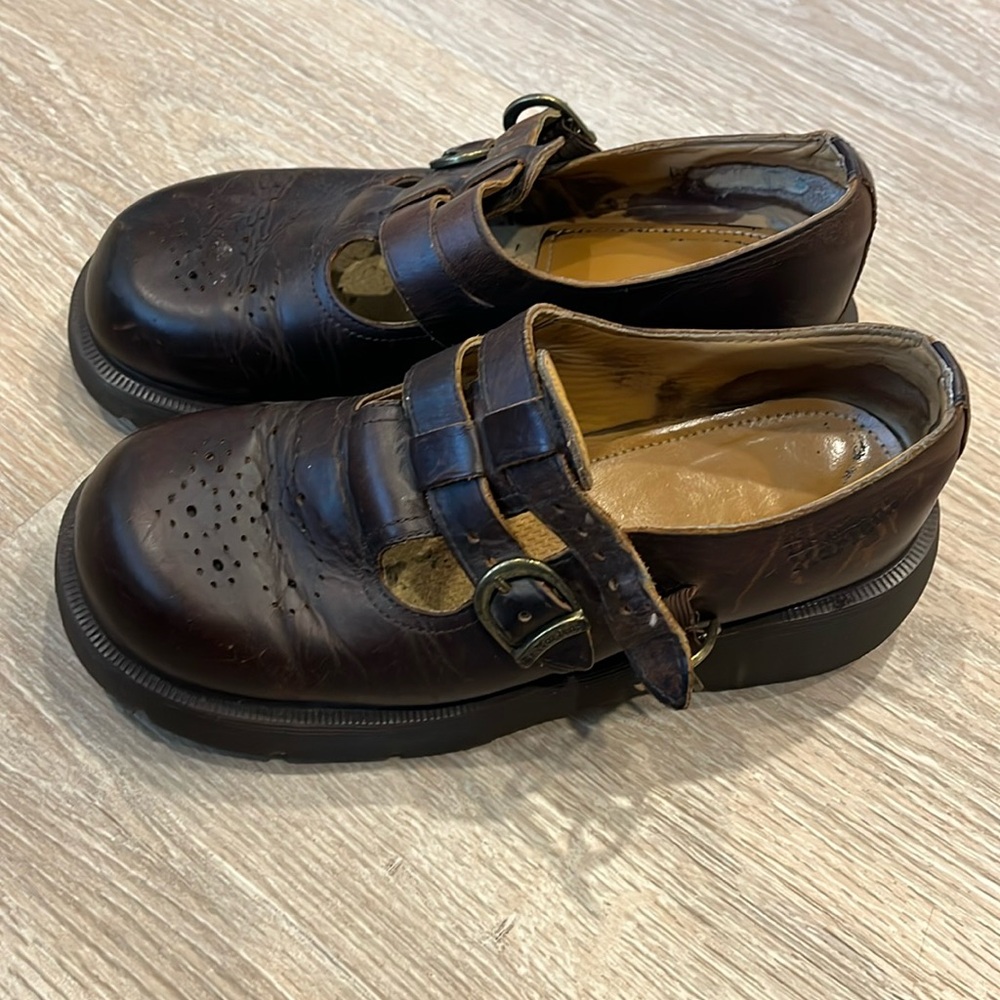 Vintage Dr. Martens Brown Double Buckle Heart Mary Janes NO Size